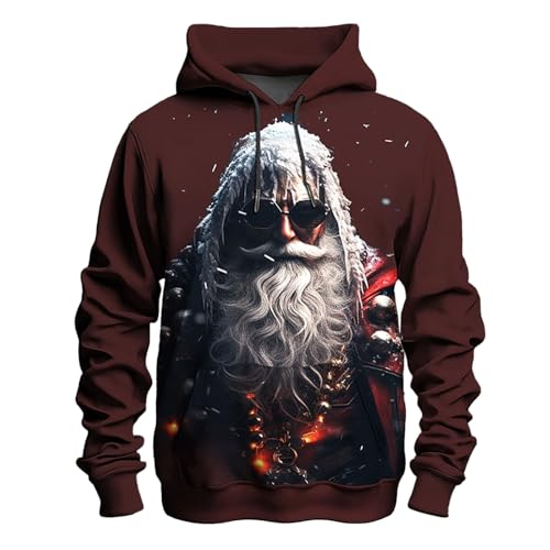 weihnachtspulli lustig, Hoodie Weihnachten Herren Männlich Langarm Lustig Weihnachts - Weihnachtskleidung Hoodies Lose Weihnachtspullover Rundhals Weihnachtspullis Mit Taschen Casual Weihnachtspulli C von Jabidoos