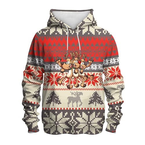 weihnachtspulli lustig, Weihnachts Hoodie Herren Ugly Komfortabel Weihnachtshoodie - Kapuzenshirt Lustig Sweatshirts Casual Pulli Warm Weihnachtspulli Oversized Funky Unisex Christmas Kapuzenpullover von Jabidoos