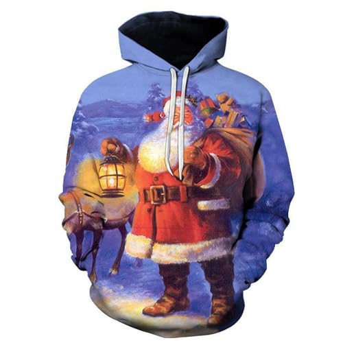 weihnachtspulli lustig, Weihnachtshoodie Herren Oversized Warm Weihnachts Hoodie - Sweatshirts Mode Hoodies 3d Druck Kapuzenpulli Lässige Pulli Casual Unisex Kapuzenpullover Langarm Sweatshirt Kapuzen von Jabidoos