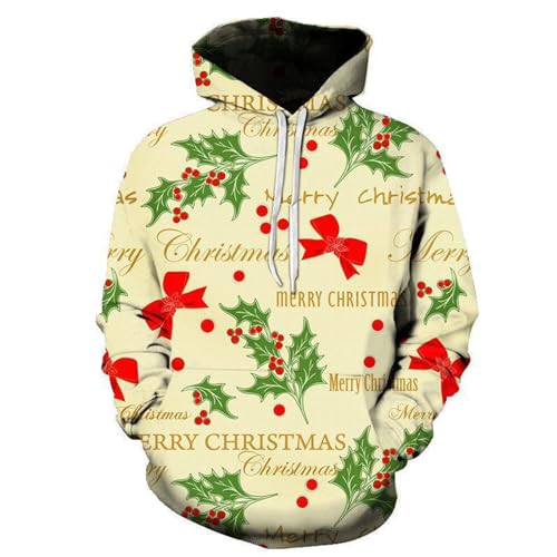 weihnachtspullover baumwolle, Hoodie Weihnachten Herren Männlich Winter Mode Christmas - Weihnachtspulli Kapuzenpulli Casual Kapuzenshirt Weihnachtskleidung Lose Kapuze Kordelzug Hoodies Sweatshirt Lo von Jabidoos