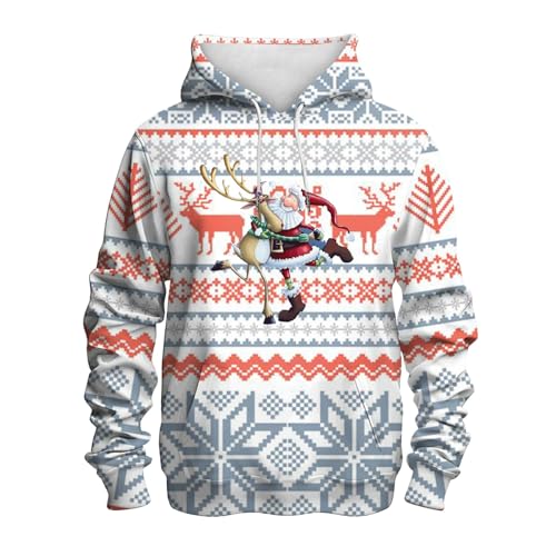 weihnachtspullover baumwolle, Weihnachtshoodie Herren Lustig Warm Christmas Hoodie - Hoodies Sweatshirts Winter Weihnachtspullis Lose Weihnachtskleidung 3d Druck Kapuze Kordelzug Sweatshirt Mode Locke von Jabidoos