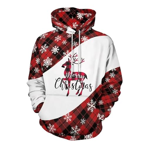 weihnachtspullover große größen, Hoodie Weihnachten Herren Ugly Warm Christmas - Pulli Oversized Hoodies Mit Taschen Weihnachtspullover 3d Druck Weihnachtspullis Langarm Casual Weihnachtspulli X-Mas S von Jabidoos