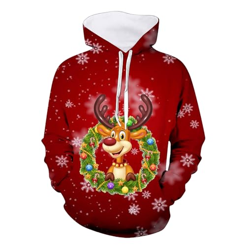 weihnachtspullover große größen, Weihnachts Hoodie Herren Komfortabel Warm Weihnachtshoodie - Weihnachtspullis Ugly Weihnachtspullover Langarm Kapuzenshirt Kapuzenpulli Casual Weihnachtspulli Christma von Jabidoos