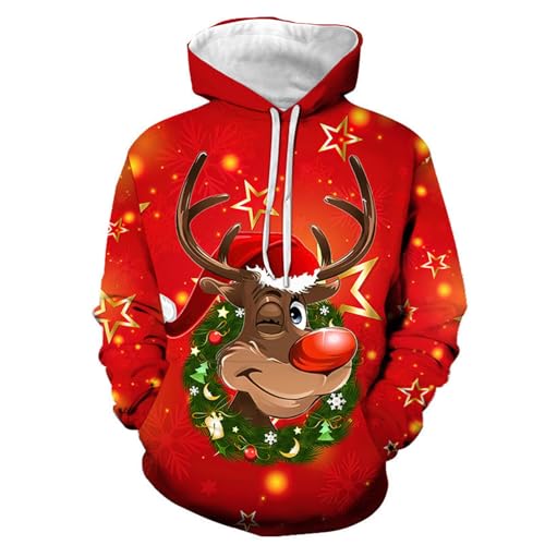 weihnachtspullover herren baumwolle, Hoodie Weihnachten Herren Männlich Mode Komfortabel Weihnachtshoodie - Kapuzenpulli Mit Taschen Hoodies Langarm Sweatshirts Lose Weihnachtspulli Winter Lustig 3d D von Jabidoos