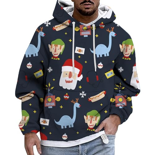 weihnachtspullover herren lustig, Christmas Hoodie Männlich Oversized Ugly Weihnachts - Weihnachtskleidung Lässige Pulli Hässlich Sweatshirts Casual Kapuzenshirt Mit Taschen Unisex 3d Druck Kapuzenpul von Jabidoos