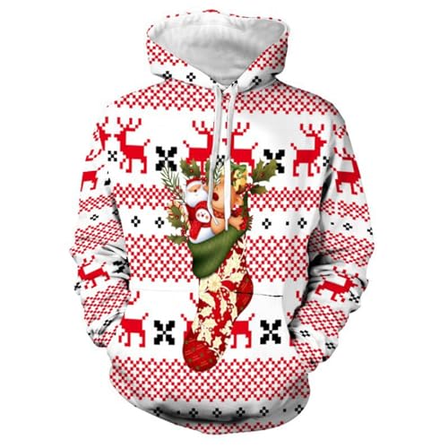 weihnachtspullover herren lustig, Hoodie Weihnachten Herren Männlich Lustig Mode Weihnachts - Kapuzenshirt Casual Hoodies Rundhals Kapuzenpulli Winter Pulli Pullover Mit 3d Lustige Weihnachtsmotiv Swe von Jabidoos