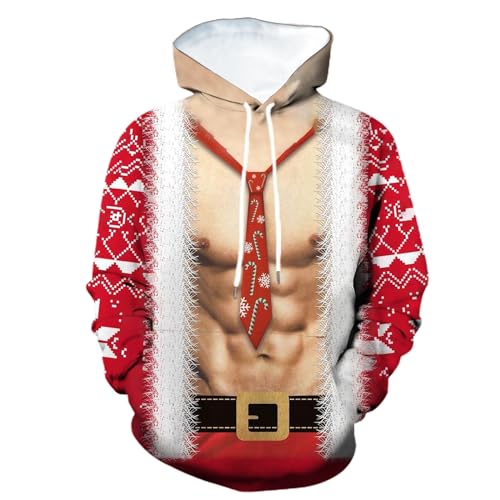 weihnachtspullover lustig, Weihnachtshoodie Männlich Oversized Mode Weihnachts Hoodie - Weihnachtspullis Winter Sweatshirts 3d Druck Hoodies Casual Weihnachtspulli Ugly Lustig Christmas Kapuzenpullove von Jabidoos