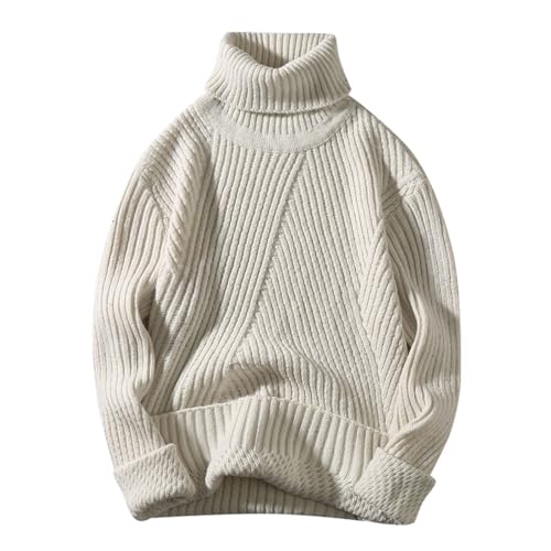 winter pullover herren warm, Pulli Herren Winter Warm Sweater - Sweatshirts Ohne Kapuze Pullover Longsleeve Strickpulli Casual Aesthetic Rollkragenpullover Stehkragen Strickpullover Knopf Half Rollkra von Jabidoos