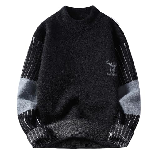 winter pullover herren warm, Sweater Herren Rollkragenpullover Pulli - Sweatshirts Oversize Langarmshirt Norweger Strick Streetwear Fleecepullover Rollkragen Pullover Langarm Slim Fit Strickpullover B von Jabidoos