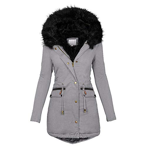 wintermantel Damen, Winterjacke Damen Lang Warme Jacke - Herbstjacke Jacket Kapuze Wintermantel Reißverschluss Winterparka Gefüttert Parka Mantel Kurze Mit Fellkapuze Steppjacke von Jabidoos