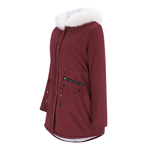 wintermantel damen, Parka Damen Lang Gefüttert Winterjacke - Funktionsparka Outdoor Wintermantel Flauschige Winterparker Übergangsjacke Warm Mit Fellkapuze, Warme Steppjacke, In Daunenoptik, Winterjac von Jabidoos