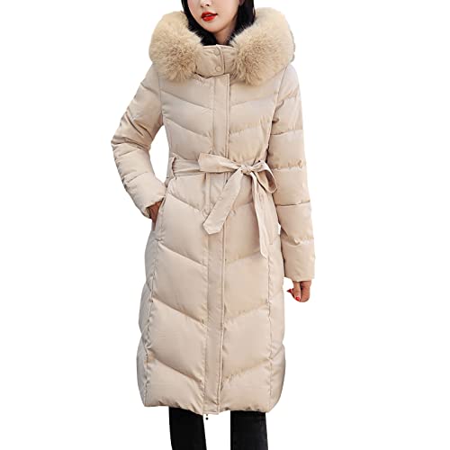 wintermantel damen elegant, Winterjacke Damen Mit Fellkapuze Warme Mantel - Herbstjacke Outdoor Damenjacke Elegante Daunenmantel Winter Daunenjacke Frauen Lang Warm Kapuze Elegant Steppmantel Langer S von Jabidoos