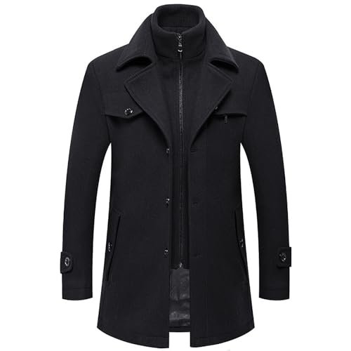 wintermantel herren, Herren Wintermantel Slim Fit Zweiteiliger Mantel für Business Freizeit Wollmantel mit Stehkragen Peacoat Warmer Integrierter Innenjacke Kurzmantel Winter Coat Men Peaky Blinders M von Jabidoos