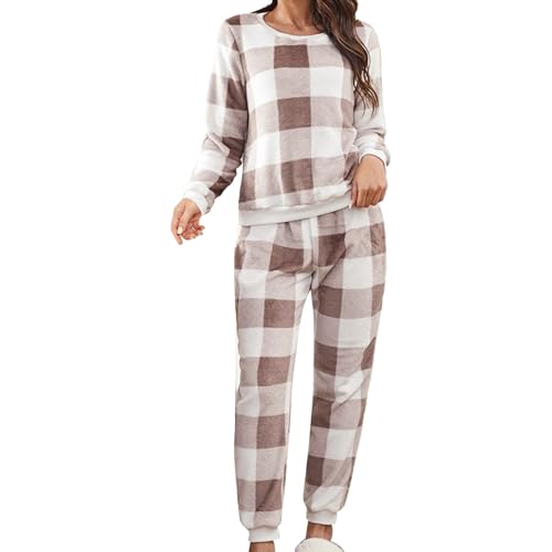 zweiteiler damen, Hausanzug Damen Zweiteiler Winter Schlafanzug - Pyjama Teddyfleece Outfit Warmer Weihnachten Ganzkörperanzug Flanell Thermo Lang Fleece Kuschelig Warm Set Flauschig Freizeitanzug Pol von Jabidoos