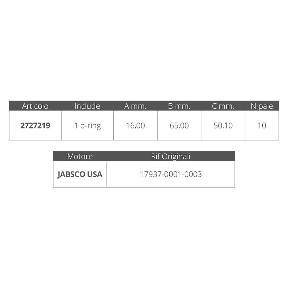 Jabsco 17937 Original Impeller Silber 16 x 65 x 50.1 mm von Jabsco
