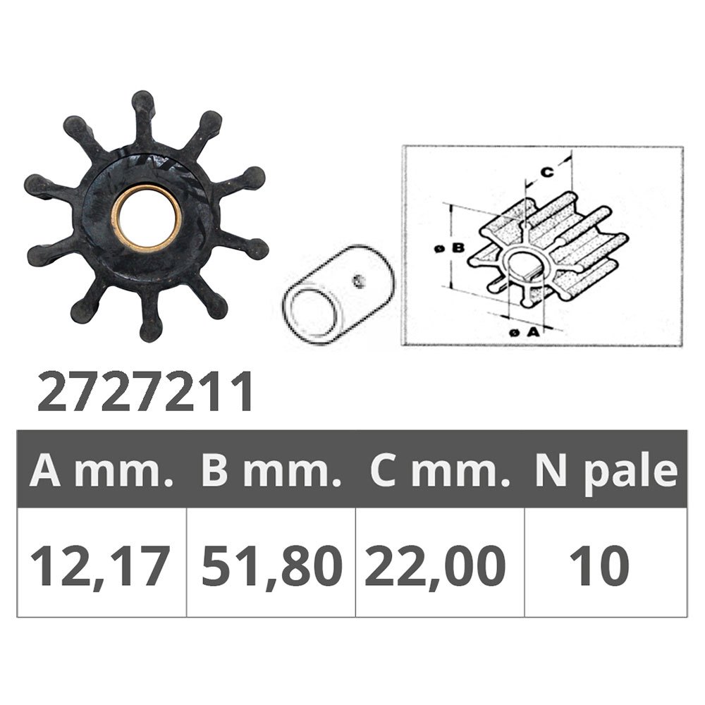 Jabsco 18653 Original Impeller Silber 12.17 x 51.8 x 22 mm Jabsco 18653 Original Impeller Silber 12.17 x 51.8 x 22 mm von Jabsco