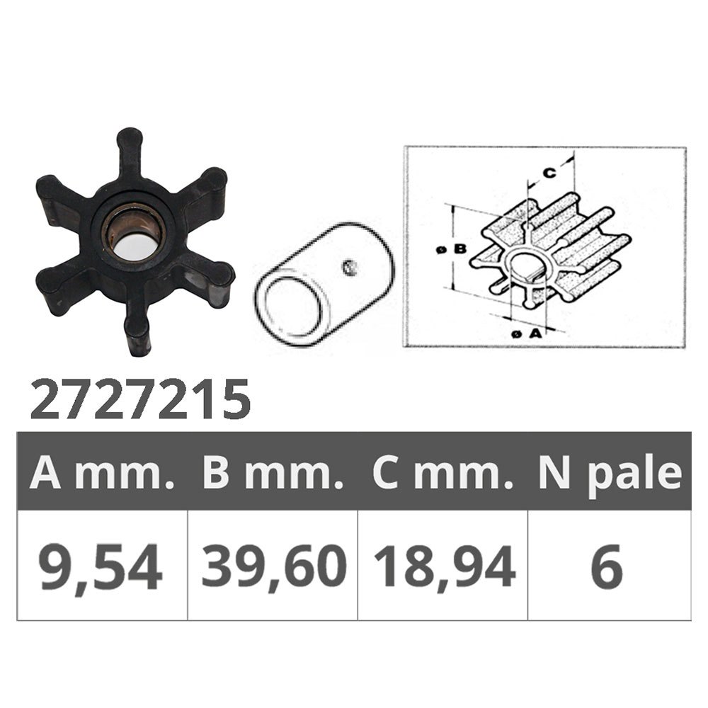 Jabsco 4528 Original Impeller Silber 9.54 x 39.6 x 18.94 mm Jabsco 4528 Original Impeller Silber 9.54 x 39.6 x 18.94 mm von Jabsco