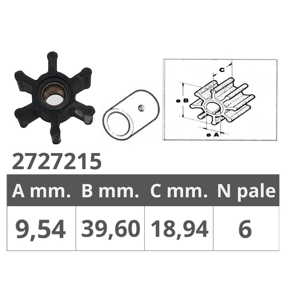 Jabsco 4528 Original Impeller Silber 9.54 x 39.6 x 18.94 mm von Jabsco