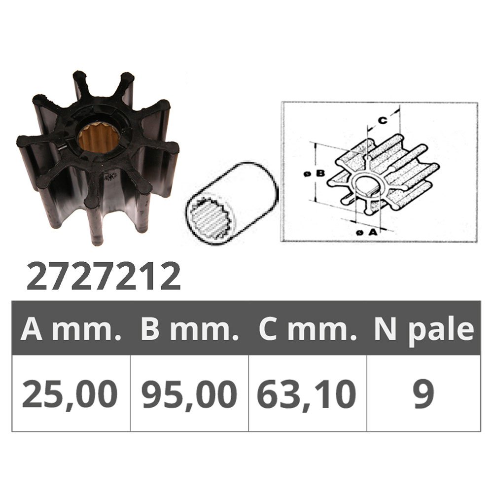 Jabsco 836-0001 Original Impeller Silber 25 x 95 x 63.1 mm von Jabsco