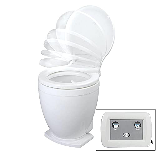 Jabsco Lite Flush Elektrotoilette mit Fuß- oder Wandschalter (Fußschalter, 24V/15A) von Jabsco