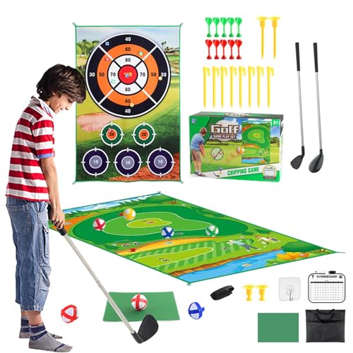 Jacekee Golf-Übungsspiel-Set, Golf-Chipping-Übungsmatte | 2-in-1-Chippingmatte für das Golftraining für Kinder,Putting Dart-Golfspiel für Hinterhof-Gartenaktivitäten für Wohnzimmer, Schlafsaal von Jacekee