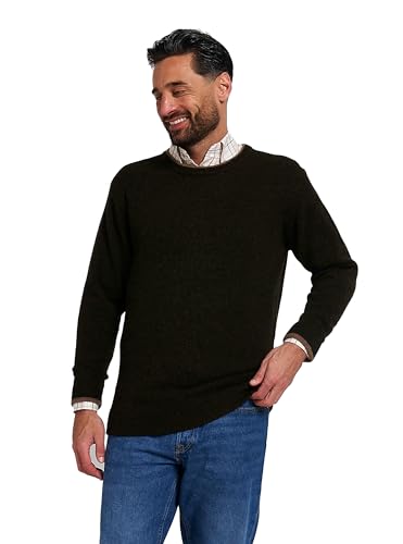 JACK PYKE - Pullover mit Rundhalsausschnitt - gestrickt aus 100% Lammwolle - Dunkeloliv - L von JACK PYKE