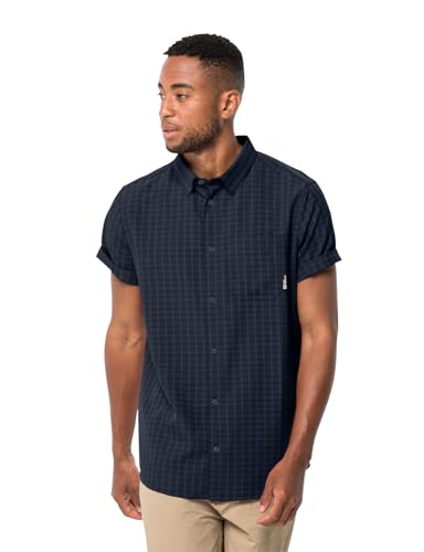 Jack Wolfskin Herren El Dorado Men Shirt Shortsleeve, Night Blue Checks, M EU von Jack Wolfskin