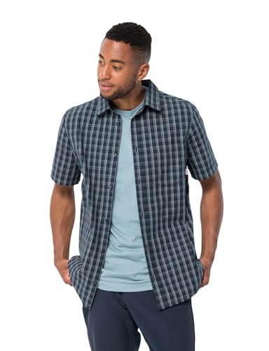 Jack Wolfskin Herren Hot Springs M Shirt Shortsleeve, Night Blue Checks, S EU Jack Wolfskin Herren Hot Springs M Shirt Shortsleeve, Night Blue Checks, S EU von Jack Wolfskin