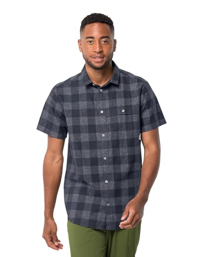 Jack Wolfskin Herren Highlands M Shirt Shortsleeve, Night Blue Checks, L EU von Jack Wolfskin