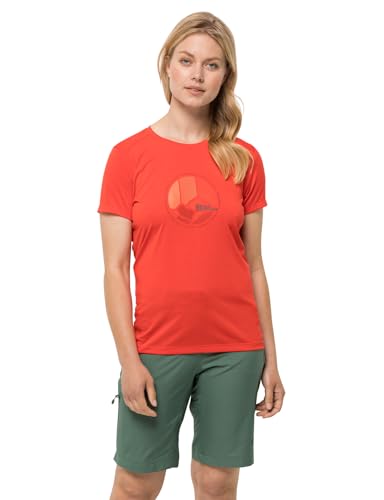 Jack Wolfskin Damen Crosstrail Graphic W T Shirt Shortsleeve, Tango Orange, S EU von Jack Wolfskin