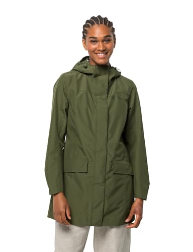 Jack Wolfskin Damen Cape York Paradise Coat, Wetterschutzjacke aus recyceltem TEXAPORE ECOSPHERE, Regenmantel mit Allover-Print auf der Innenseite, wasser- & winddicht von Jack Wolfskin