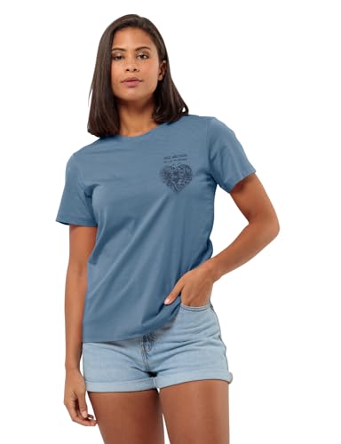 Jack Wolfskin Damen Discover Heart T W T-Shirt, Elemental Blue, Small von Jack Wolfskin