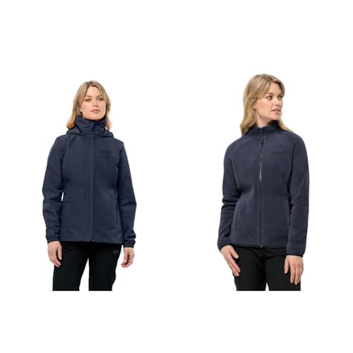 Jack Wolfskin Damen Stormy Point Jacket, Night Blue, XL EU & Damen Moonrise Fz W Fleece Jacke, night blue, L EU Jack Wolfskin Damen Stormy Point Jacket, Night Blue, XL EU & Damen Moonrise Fz W Fleece Jacke, night blue, L EU von Jack Wolfskin