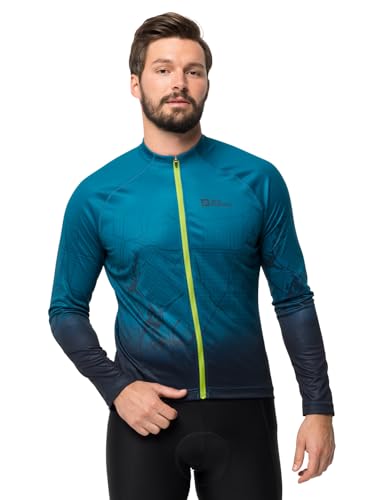 Jack Wolfskin Herren Morobbia Fz L/S Print M Fahrradtrikot, Blue Daze, S EU von Jack Wolfskin