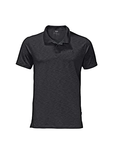 Jack Wolfskin Herren Travel Men Schnelltrocknendes Polo Shirt, Schwarz, L EU von Jack Wolfskin