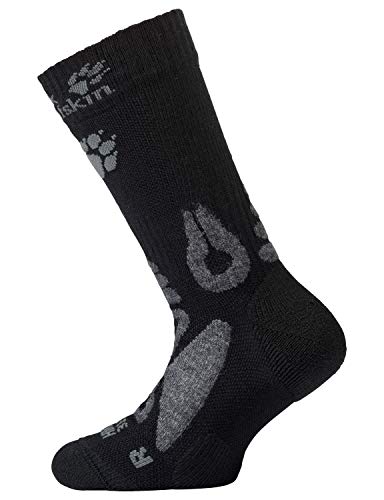 Jack Wolfskin Kinder Kids Hiking Merino Classic Cut Socken, Black, 28-30 von Jack Wolfskin