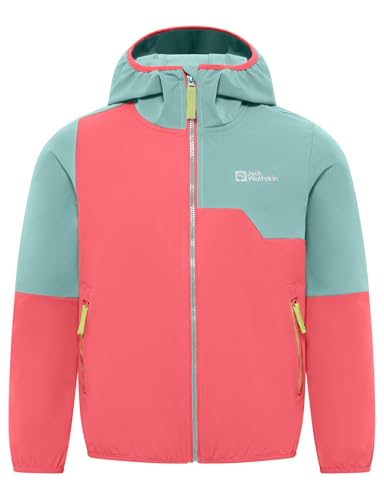 Jack Wolfskin Unisex Kinder Turbulence Hooded Jkt Softshelljacke, Sunset Coral, 164 EU von Jack Wolfskin