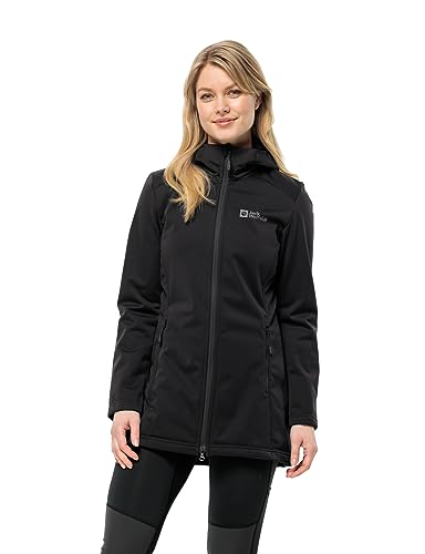 Jack Wolfskin Damen WINDHAIN Coat W Softshellmantel, Black, S von Jack Wolfskin