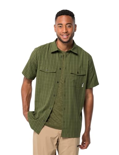 Jack Wolfskin Herren Thompson Men Shirt Shortsleeve, Greenwood Checks, S EU von Jack Wolfskin