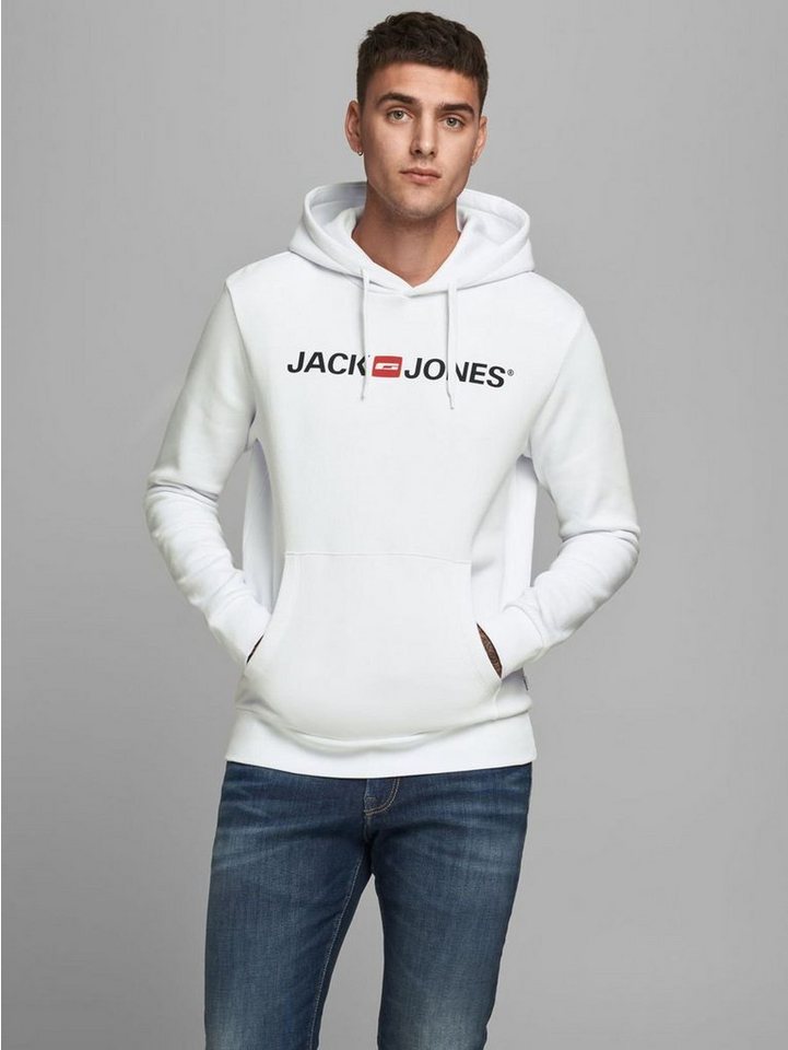 Jack & Jones Hoodie Corp Sweat Hood Kapuzen Sweatshirt Jumper Reg Fit (1-tlg) 3477 in Weiß von Jack & Jones