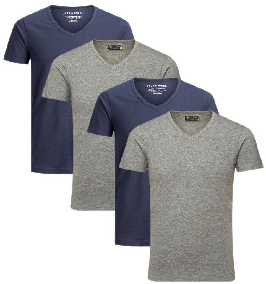 Jack & Jones T-Shirt (Spar Set, 4er-Pack) Basic Shirts, mit V-Ausschnitt von Jack & Jones