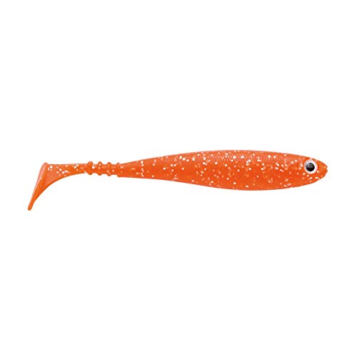 Jackson Gummifisch Profi Zander Angeln Köder - Zanderbait 14cm Orange Glitter. Angelköder Shad. Gummi Zanderköder. Gummiköder Softbait. 1 Stück von Jackson