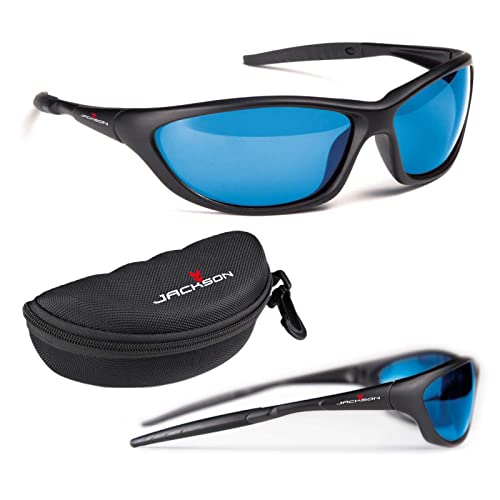Jackson Polbrille Anglerbrille. Polarisationsbrille Angeln in Profiqualität. Gläserfarbe Blue Mirror. Professionelle Ausführung für Tiefe Einblicke in Gewässer. Lieferung mit Hartschalen-Etui Jackson Polbrille Anglerbrille. Polarisationsbrille Angeln in Profiqualität. Gläserfarbe Blue Mirror. Professionelle Ausführung für Tiefe Einblicke in Gewässer. Lieferung mit Hartschalen-Etui von Jackson