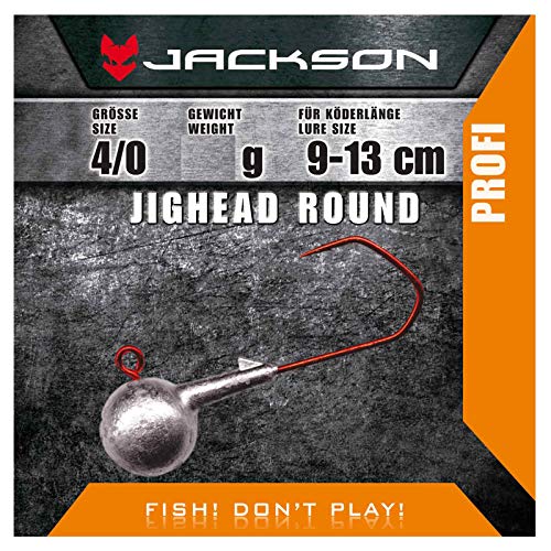 Jackson VMC Jighead Jigkopf - 4 Stück Round 4/0 für Köderlänge 9-13 cm 21g. Profi Jighaken mit Rundkopf für Gummifisch Angeln Montage von Jackson