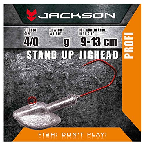 Jackson VMC Jighead Jigkopf - 4 Stück Stand Up 4/0 für Köderlänge 9-13 cm 10g. Profi Jighaken mit Kopf für Gummifisch Angeln Montage von Jackson
