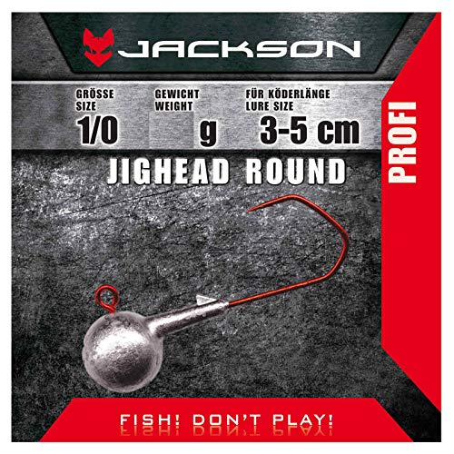 Jackson VMC Jighead Jigkopf - 6 Stück Round 1/0 für Köderlänge 3-5 cm 7g. Profi Jighaken mit Rundkopf für Gummifisch Angeln Montage von Jackson