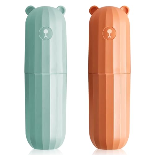 Jadin Zahnbürsten Etui Kinder, 2 Stück Zahnbürsten Reise Etui, Tragbares Zahnbürsten Aufbewahrungs Etui, Geeignet für Zuhause, Reisen, Camping, Geschäftsreise, 20 x 5,5 cm, Orange + Grün Jadin Zahnbürsten Etui Kinder, 2 Stück Zahnbürsten Reise Etui, Tragbares Zahnbürsten Aufbewahrungs Etui, Geeignet für Zuhause, Reisen, Camping, Geschäftsreise, 20 x 5,5 cm, Orange + Grün von Jadin