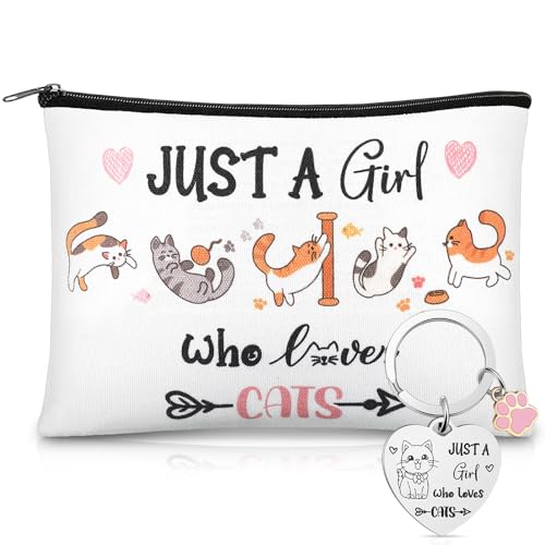 Jadive Katze Kosmetiktasche für Fraue Katzen Schlüsselanhänger Geschenke für Katzenliebhaber Just a Girl Who Loves Cats Katzen Make-up Tasche Kulturtaschen für Geburtstag Weihnachten Dekorationen Jadive Katze Kosmetiktasche für Fraue Katzen Schlüsselanhänger Geschenke für Katzenliebhaber Just a Girl Who Loves Cats Katzen Make-up Tasche Kulturtaschen für Geburtstag Weihnachten Dekorationen von Jadive