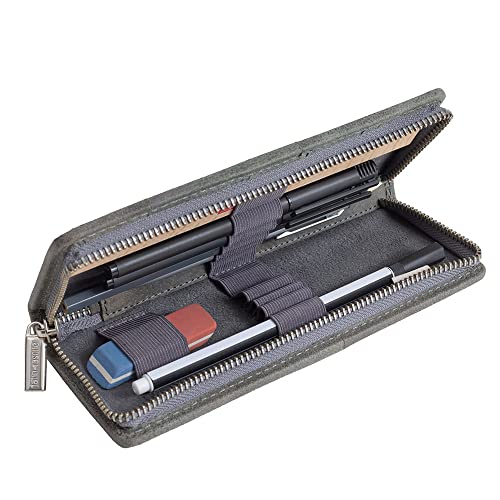 Exklusives Federmäppchen Stifte-Etui, Größe M, aus Büffel-Leder, Grau, Jahn-Tasche 012 Exklusives Federmäppchen Stifte-Etui, Größe M, aus Büffel-Leder, Grau, Jahn-Tasche 012 von Jahn-Tasche