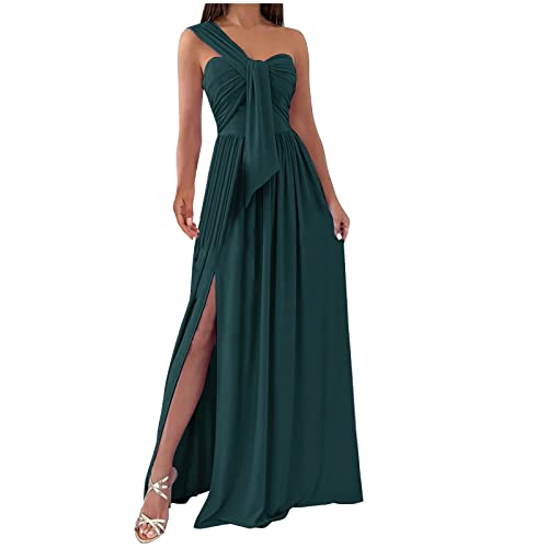 Jaihank Abendkleid Damen Kleider Elegantes Einfarbiges Cocktailkleid Ärmelloses Ballkleid mit V-Ausschnitt Sexy Spitzennähten Partykleid Kleid in A-Linie Swingkleid mit Schlitz Bodenlanges Maxikleid von Jaihank